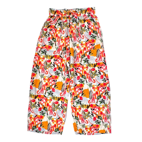 C&C California Linen Pants Wide Leg Beach SMALL Resort Tropical Loungewear - Picture 1 of 7
